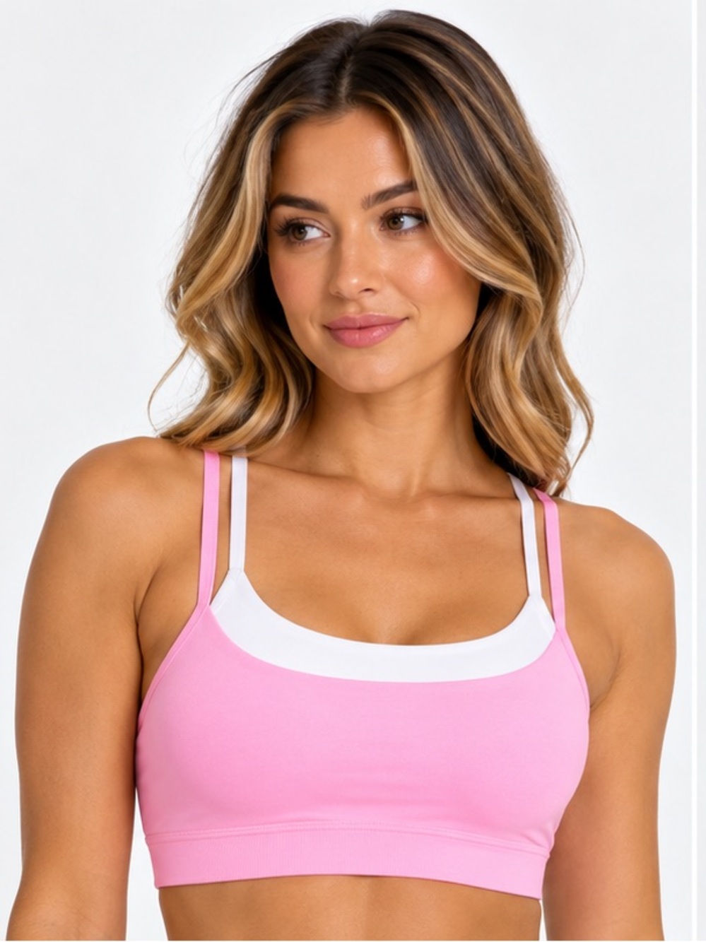 All In Motion Women's Everyday
Soft Light Support Layered
Sports Bra Pink NWT L